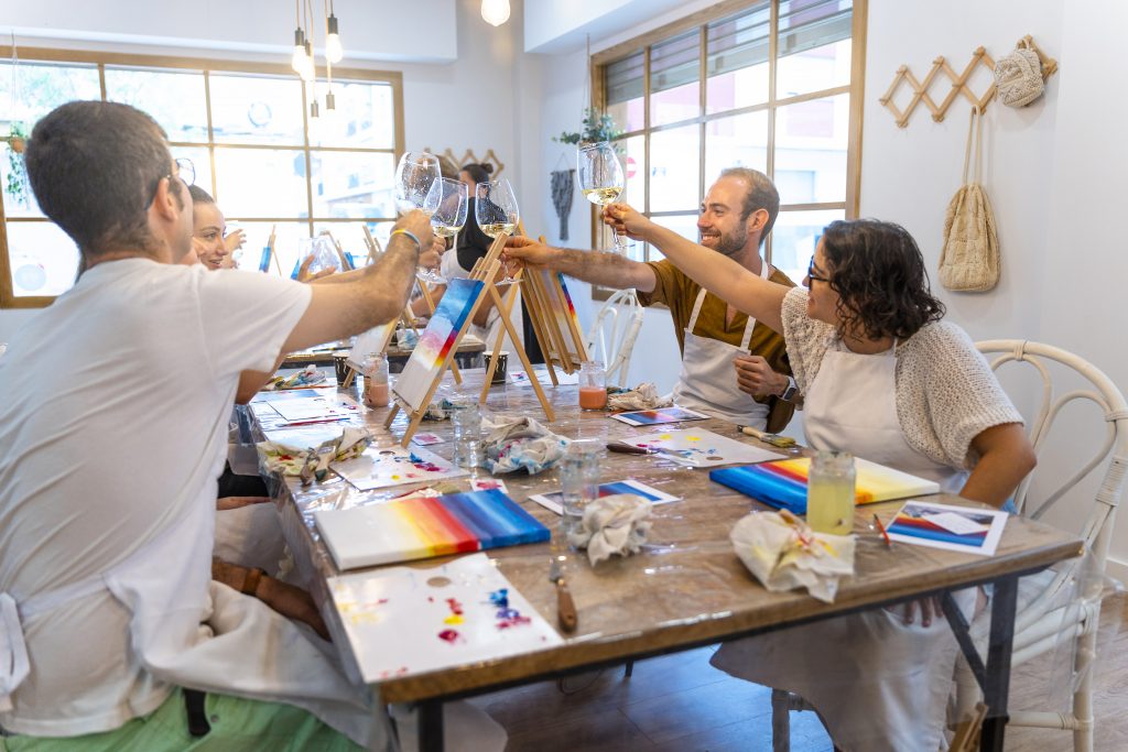 Art and Wine Party: Friends Creating Masterpieces Together