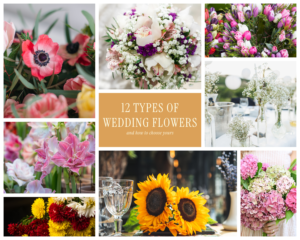 types-of-wedding-flowers - close-up of bridal bouquet with white orchids, purple statice, and pink alstroemeria